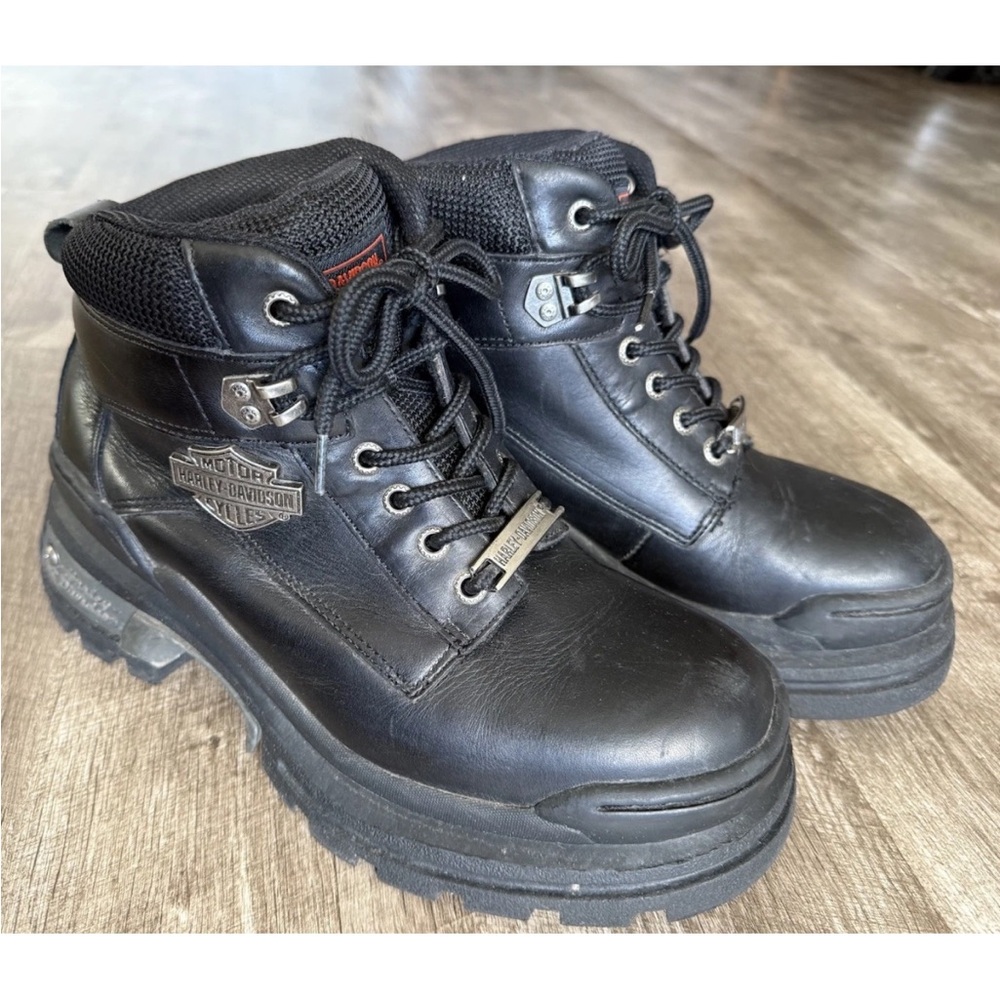 Harley Davidson Men’s Skid Lo Boots Size 8 Black Leather Motorcycle Riding 91580